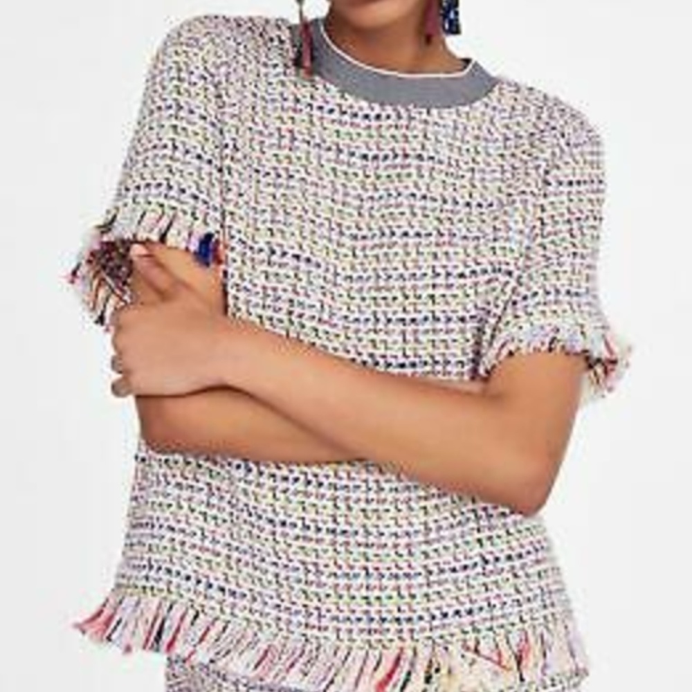 Zara • Multicolor Textured Fringe Top 146